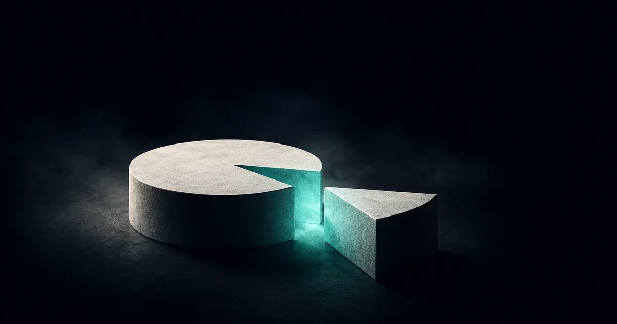 A stone disc with one glowing slice separated from it, representing AEO as one distinct piece of the larger GEO whole