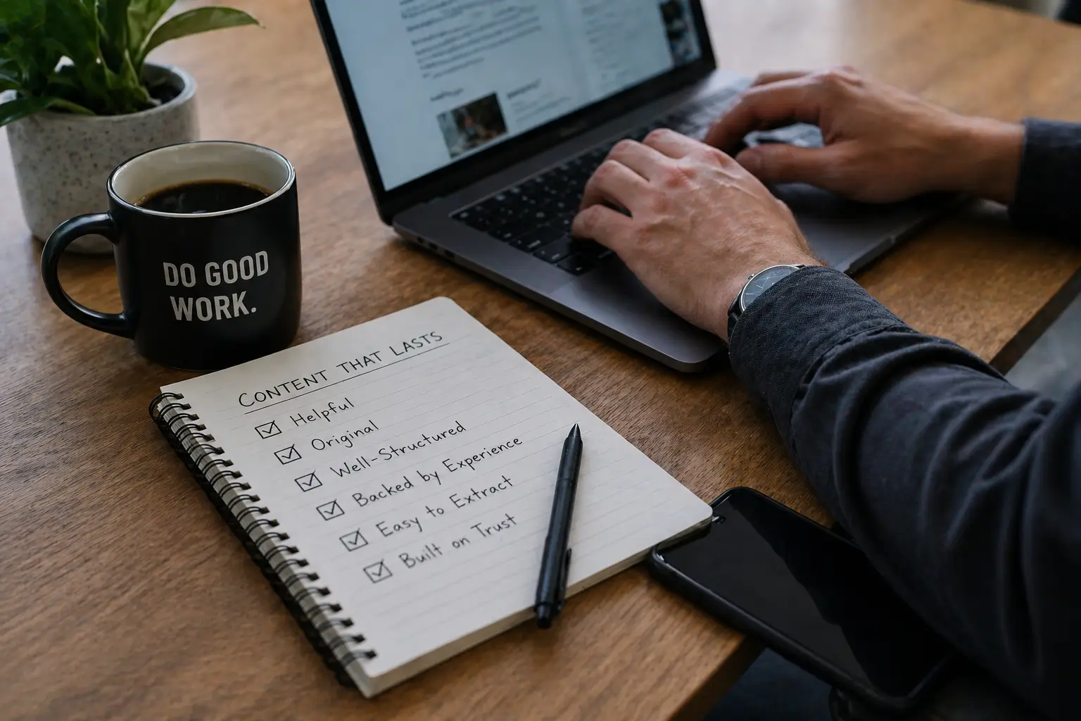 Timeline of major Google algorithm updates — Panda, Penguin, Hummingbird, BERT, Helpful Content, and AI Overviews — showing the consistent pattern across 20 years of SEO