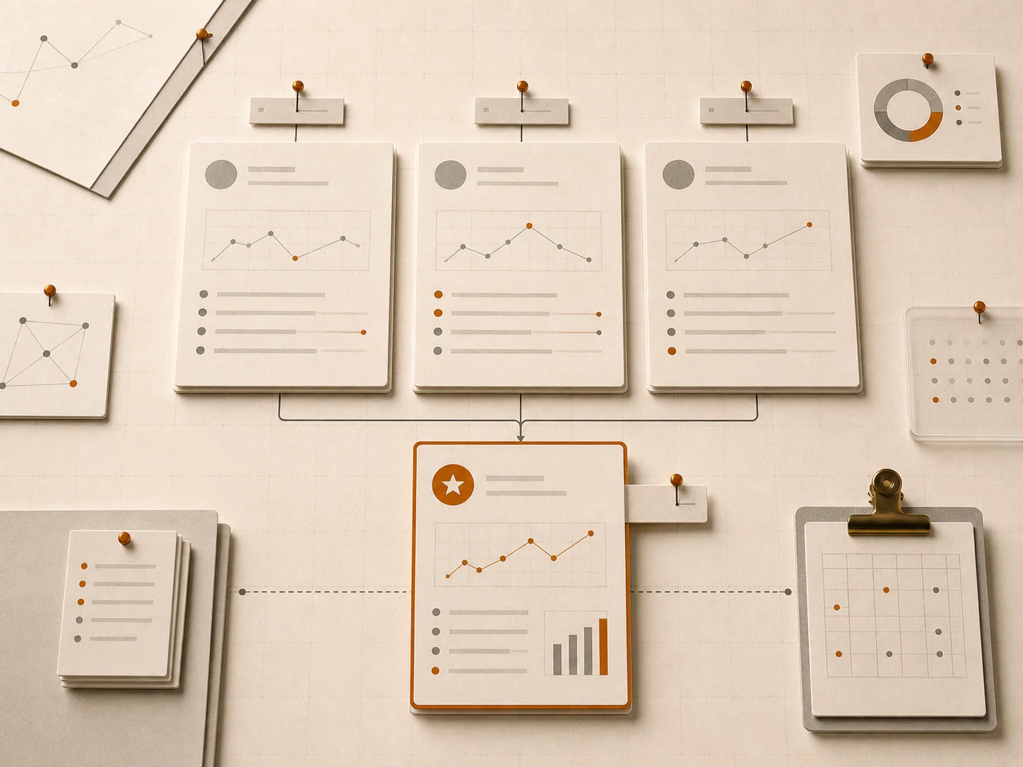 Comparison cards, score marks, and recommendation signals for an AI competitor ranking workflow